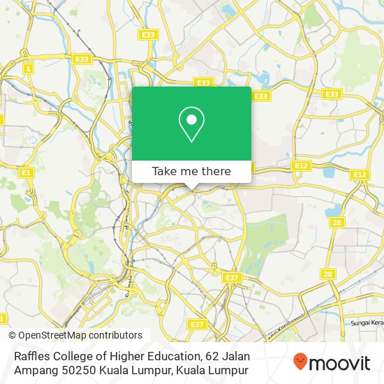 Peta Raffles College of Higher Education, 62 Jalan Ampang 50250 Kuala Lumpur