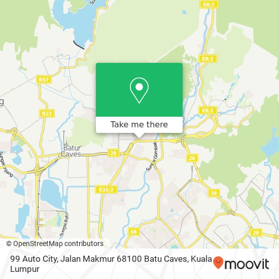 Peta 99 Auto City, Jalan Makmur 68100 Batu Caves