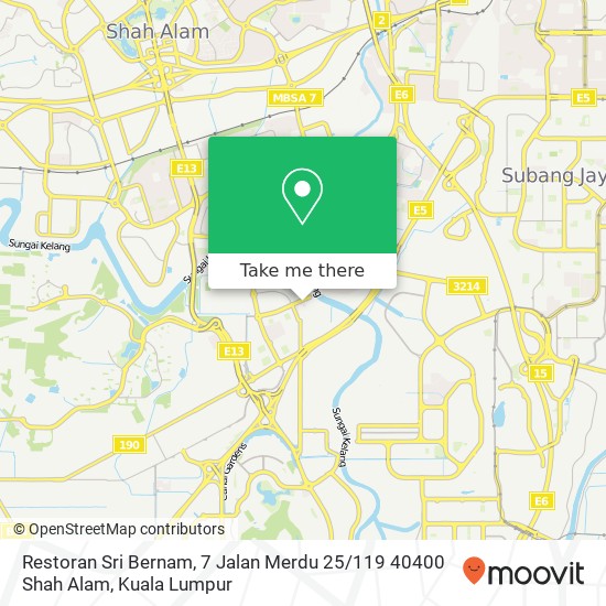 Peta Restoran Sri Bernam, 7 Jalan Merdu 25 / 119 40400 Shah Alam