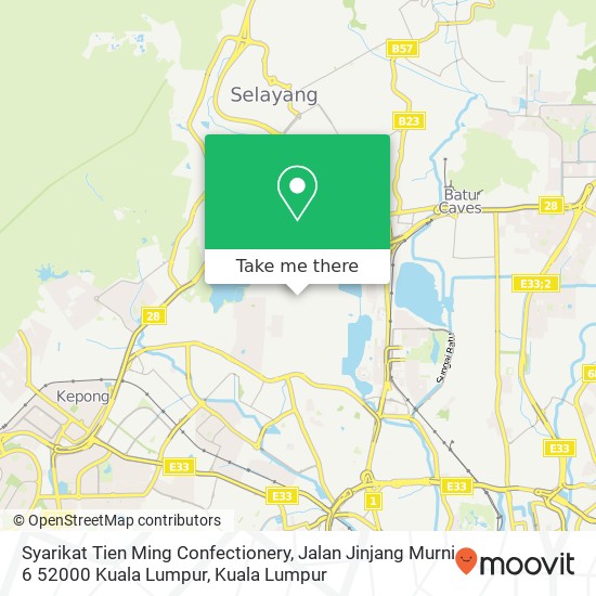 Peta Syarikat Tien Ming Confectionery, Jalan Jinjang Murni 6 52000 Kuala Lumpur