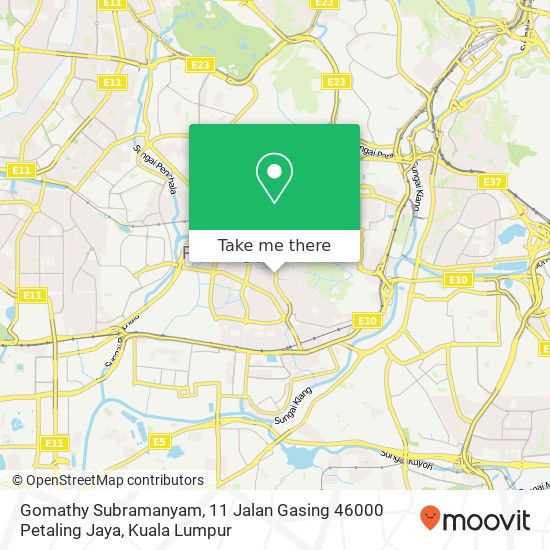 Peta Gomathy Subramanyam, 11 Jalan Gasing 46000 Petaling Jaya