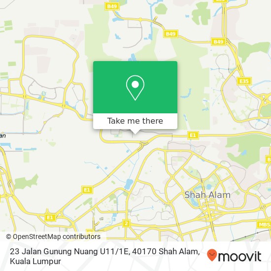 Peta 23 Jalan Gunung Nuang U11 / 1E, 40170 Shah Alam