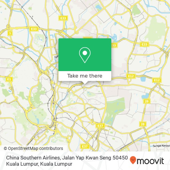 Peta China Southern Airlines, Jalan Yap Kwan Seng 50450 Kuala Lumpur