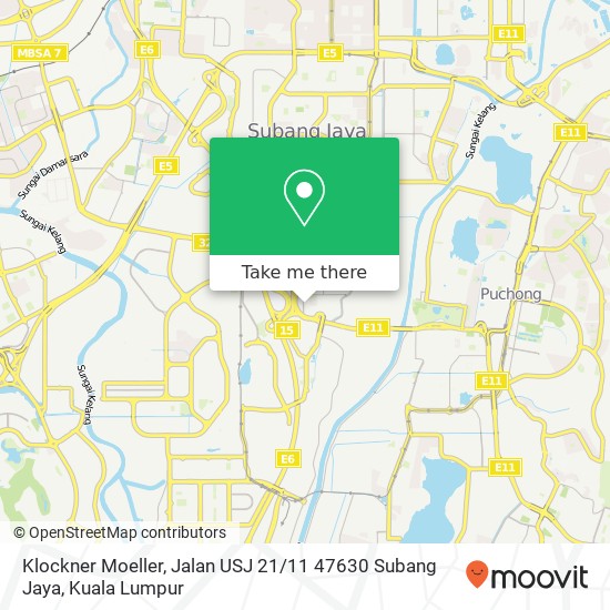 Peta Klockner Moeller, Jalan USJ 21 / 11 47630 Subang Jaya