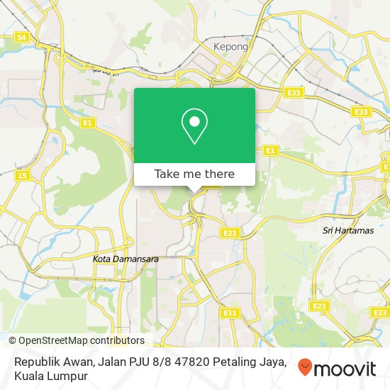 Peta Republik Awan, Jalan PJU 8 / 8 47820 Petaling Jaya