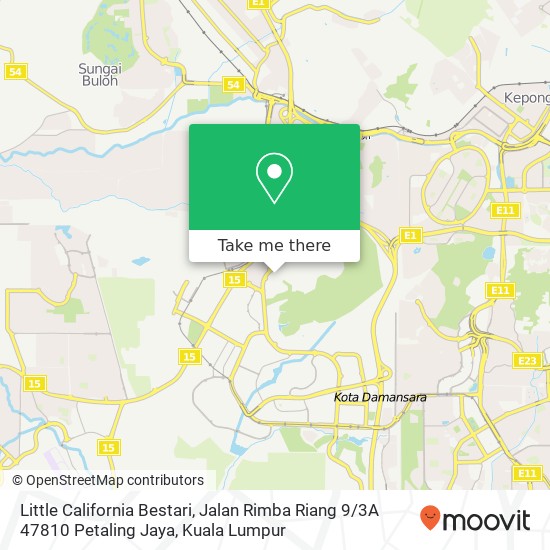 Peta Little California Bestari, Jalan Rimba Riang 9 / 3A 47810 Petaling Jaya