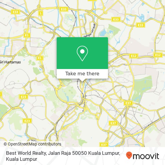 Peta Best World Realty, Jalan Raja 50050 Kuala Lumpur