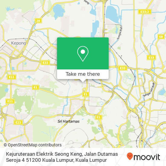 Peta Kejuruteraan Elektrik Seong Keng, Jalan Dutamas Seroja 4 51200 Kuala Lumpur