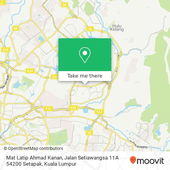 Peta Mat Latip Ahmad Kanan, Jalan Setiawangsa 11A 54200 Setapak