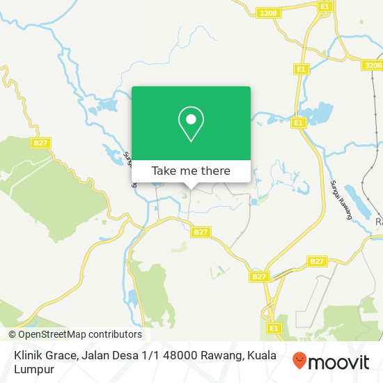 Peta Klinik Grace, Jalan Desa 1 / 1 48000 Rawang