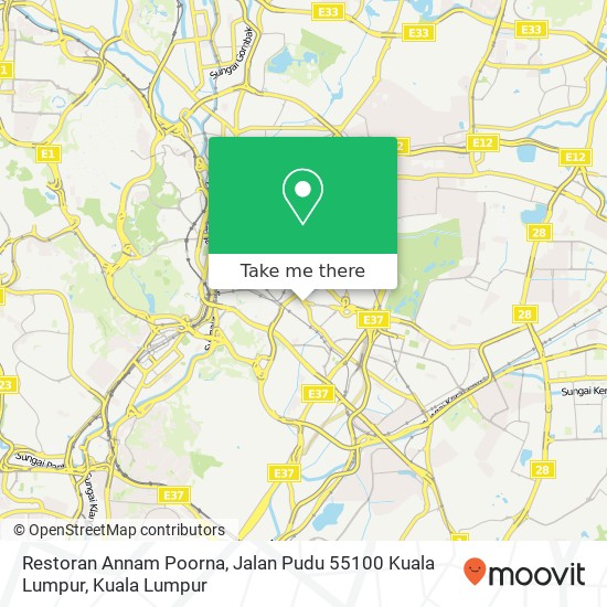 Restoran Annam Poorna, Jalan Pudu 55100 Kuala Lumpur map