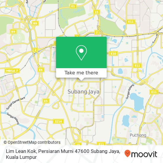 Lim Lean Kok, Persiaran Murni 47600 Subang Jaya map