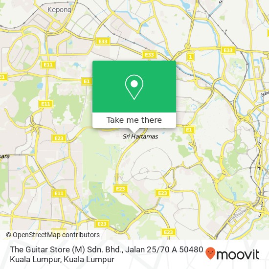 The Guitar Store (M) Sdn. Bhd., Jalan 25 / 70 A 50480 Kuala Lumpur map