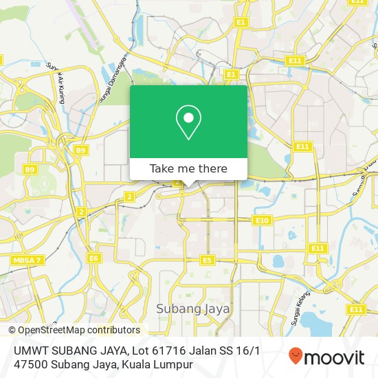 Peta UMWT SUBANG JAYA, Lot 61716 Jalan SS 16 / 1 47500 Subang Jaya