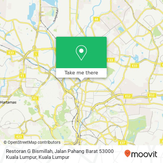 Peta Restoran G Bismillah, Jalan Pahang Barat 53000 Kuala Lumpur
