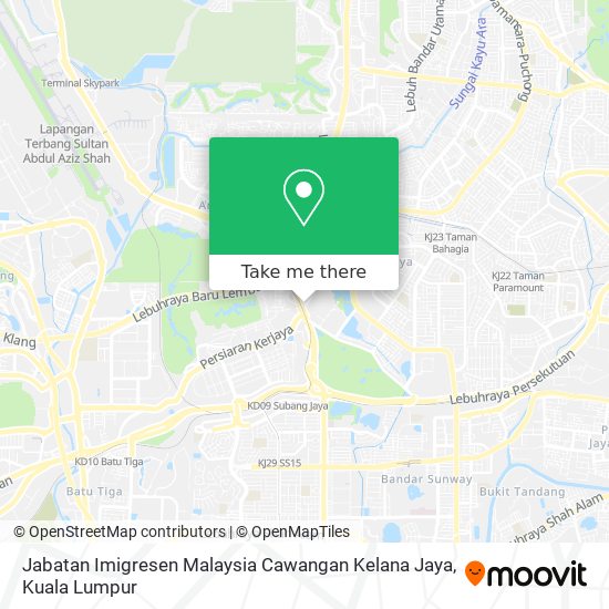 Peta Jabatan Imigresen Malaysia Cawangan Kelana Jaya