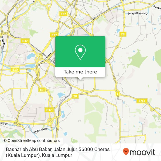 Peta Bashariah Abu Bakar, Jalan Jujur 56000 Cheras (Kuala Lumpur)