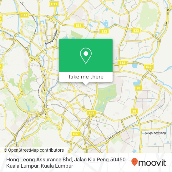 Peta Hong Leong Assurance Bhd, Jalan Kia Peng 50450 Kuala Lumpur