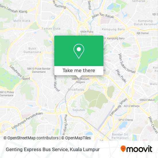Genting Express Bus Service map