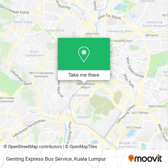 Genting Express Bus Service map
