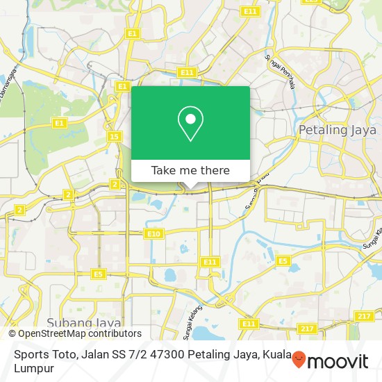 Peta Sports Toto, Jalan SS 7 / 2 47300 Petaling Jaya