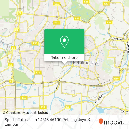 Peta Sports Toto, Jalan 14 / 48 46100 Petaling Jaya