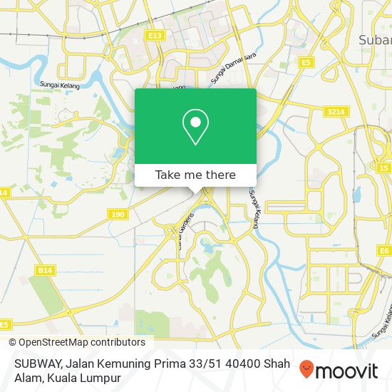 Peta SUBWAY, Jalan Kemuning Prima 33 / 51 40400 Shah Alam