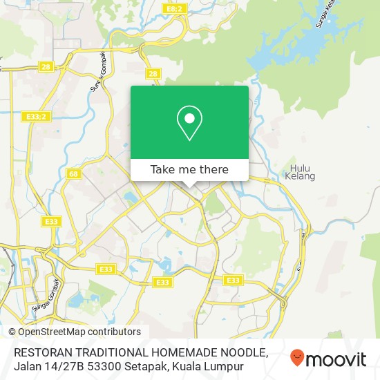 RESTORAN TRADITIONAL HOMEMADE NOODLE, Jalan 14 / 27B 53300 Setapak map