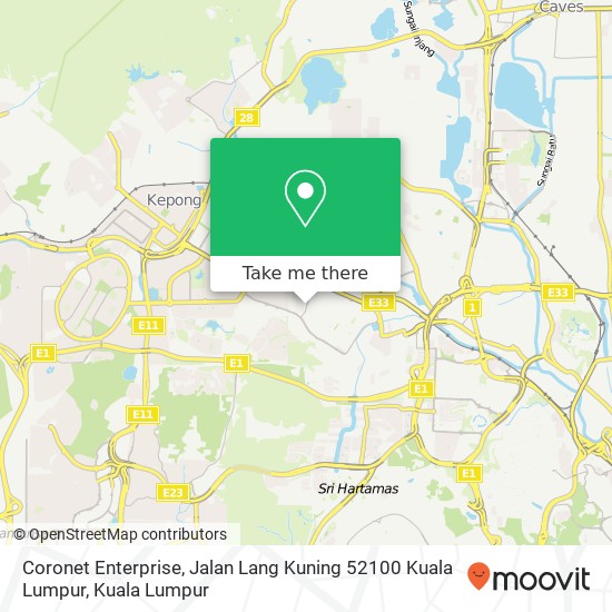 Coronet Enterprise, Jalan Lang Kuning 52100 Kuala Lumpur map