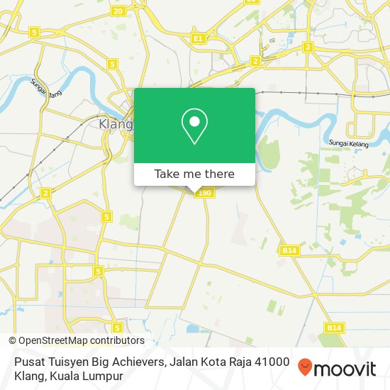 Peta Pusat Tuisyen Big Achievers, Jalan Kota Raja 41000 Klang