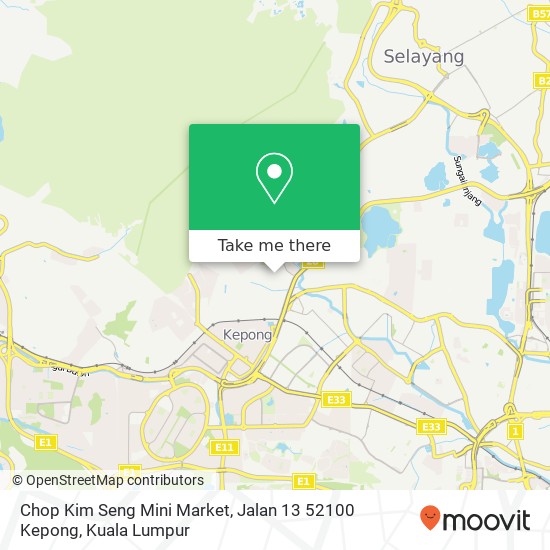 Peta Chop Kim Seng Mini Market, Jalan 13 52100 Kepong