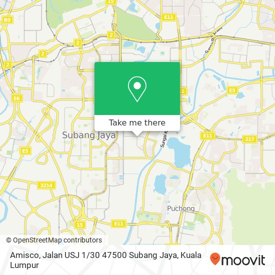 Peta Amisco, Jalan USJ 1 / 30 47500 Subang Jaya