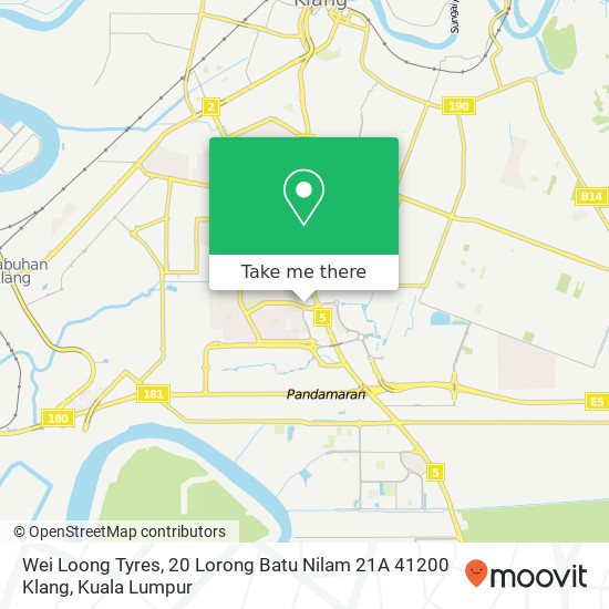 Peta Wei Loong Tyres, 20 Lorong Batu Nilam 21A 41200 Klang