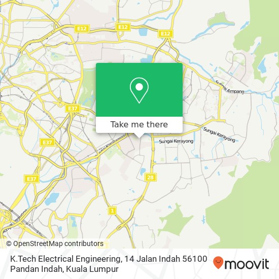 Peta K.Tech Electrical Engineering, 14 Jalan Indah 56100 Pandan Indah