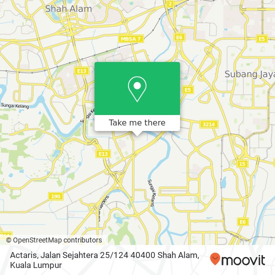 Peta Actaris, Jalan Sejahtera 25 / 124 40400 Shah Alam
