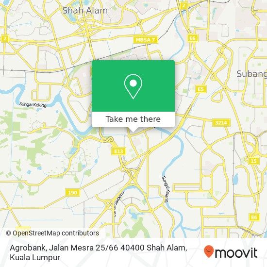 Peta Agrobank, Jalan Mesra 25 / 66 40400 Shah Alam