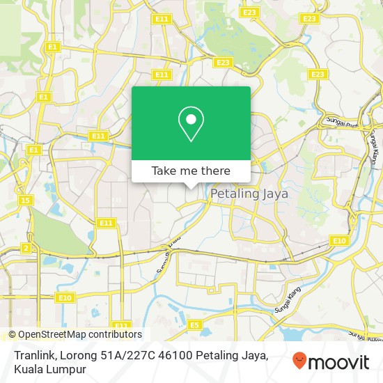 Peta Tranlink, Lorong 51A / 227C 46100 Petaling Jaya