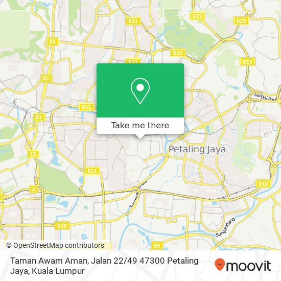 Peta Taman Awam Aman, Jalan 22 / 49 47300 Petaling Jaya