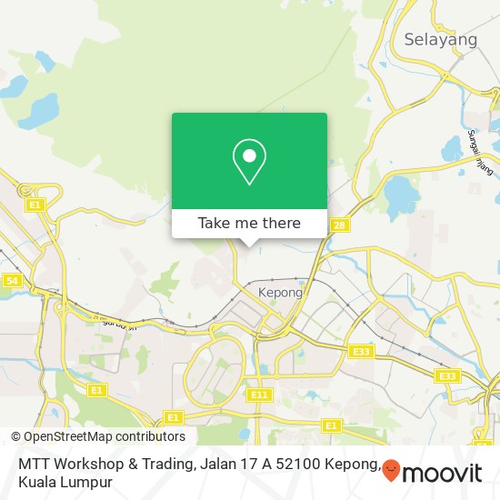 Peta MTT Workshop & Trading, Jalan 17 A 52100 Kepong