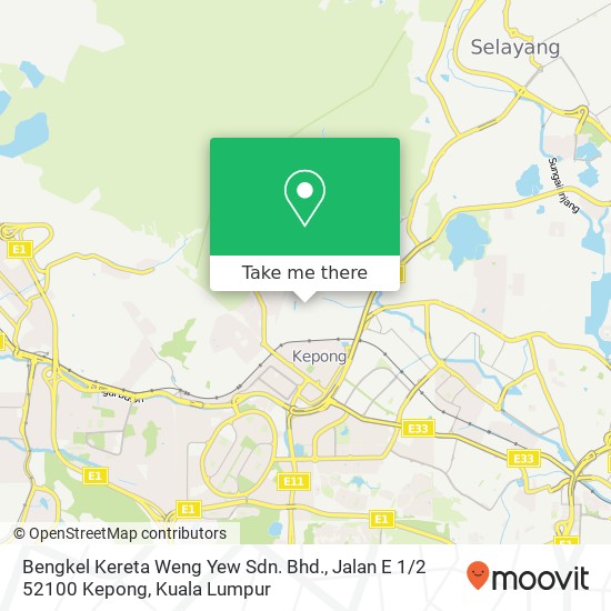 Peta Bengkel Kereta Weng Yew Sdn. Bhd., Jalan E 1 / 2 52100 Kepong