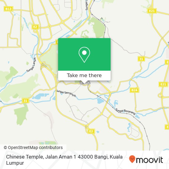 Peta Chinese Temple, Jalan Aman 1 43000 Bangi