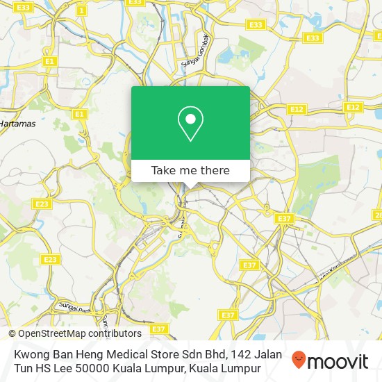 Peta Kwong Ban Heng Medical Store Sdn Bhd, 142 Jalan Tun HS Lee 50000 Kuala Lumpur