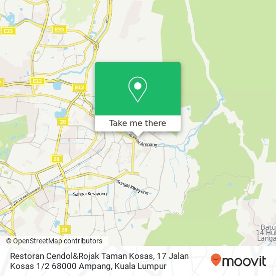 Restoran Cendol&Rojak Taman Kosas, 17 Jalan Kosas 1 / 2 68000 Ampang map