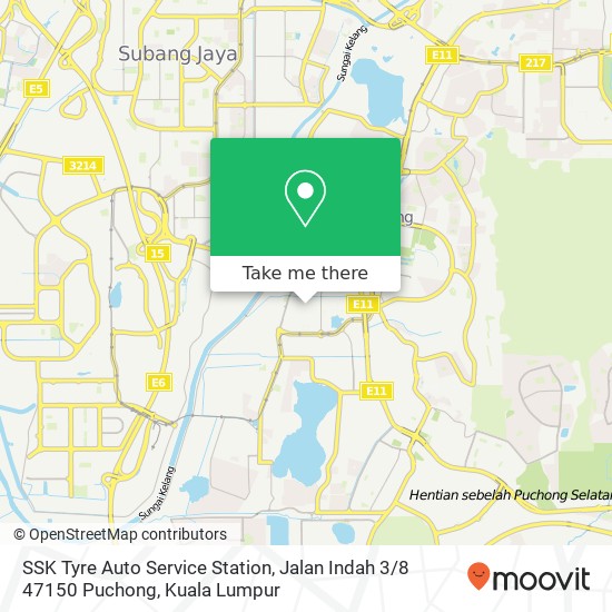 Peta SSK Tyre Auto Service Station, Jalan Indah 3 / 8 47150 Puchong