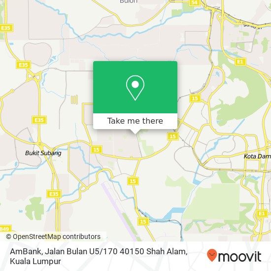 Peta AmBank, Jalan Bulan U5 / 170 40150 Shah Alam