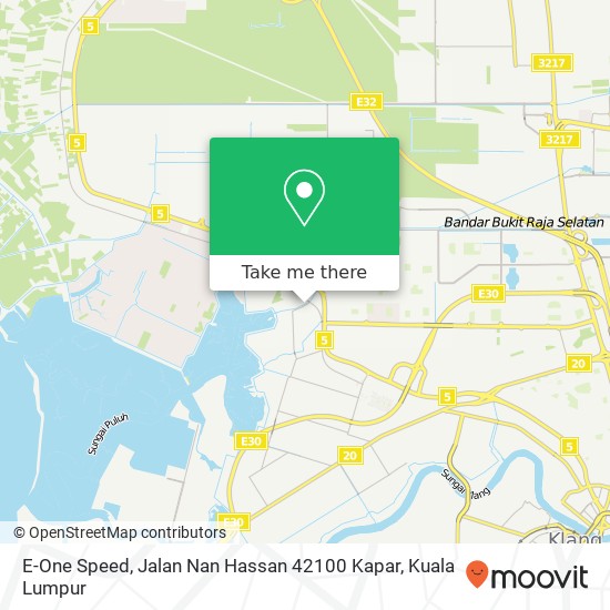 Peta E-One Speed, Jalan Nan Hassan 42100 Kapar