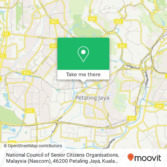 National Council of Senior Citizens Organisations, Malaysia (Nascom), 46200 Petaling Jaya map