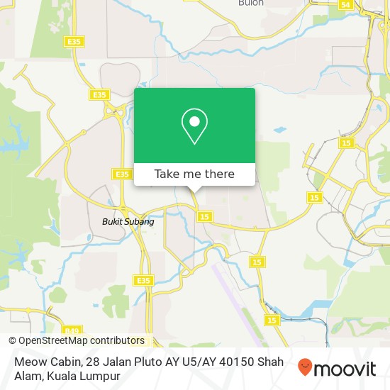 Peta Meow Cabin, 28 Jalan Pluto AY U5 / AY 40150 Shah Alam