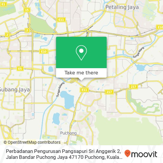 Peta Perbadanan Pengurusan Pangsapuri Sri Anggerik 2, Jalan Bandar Puchong Jaya 47170 Puchong