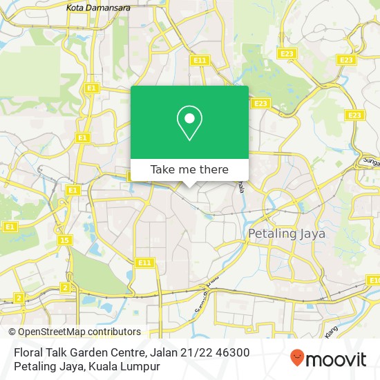 Peta Floral Talk Garden Centre, Jalan 21 / 22 46300 Petaling Jaya